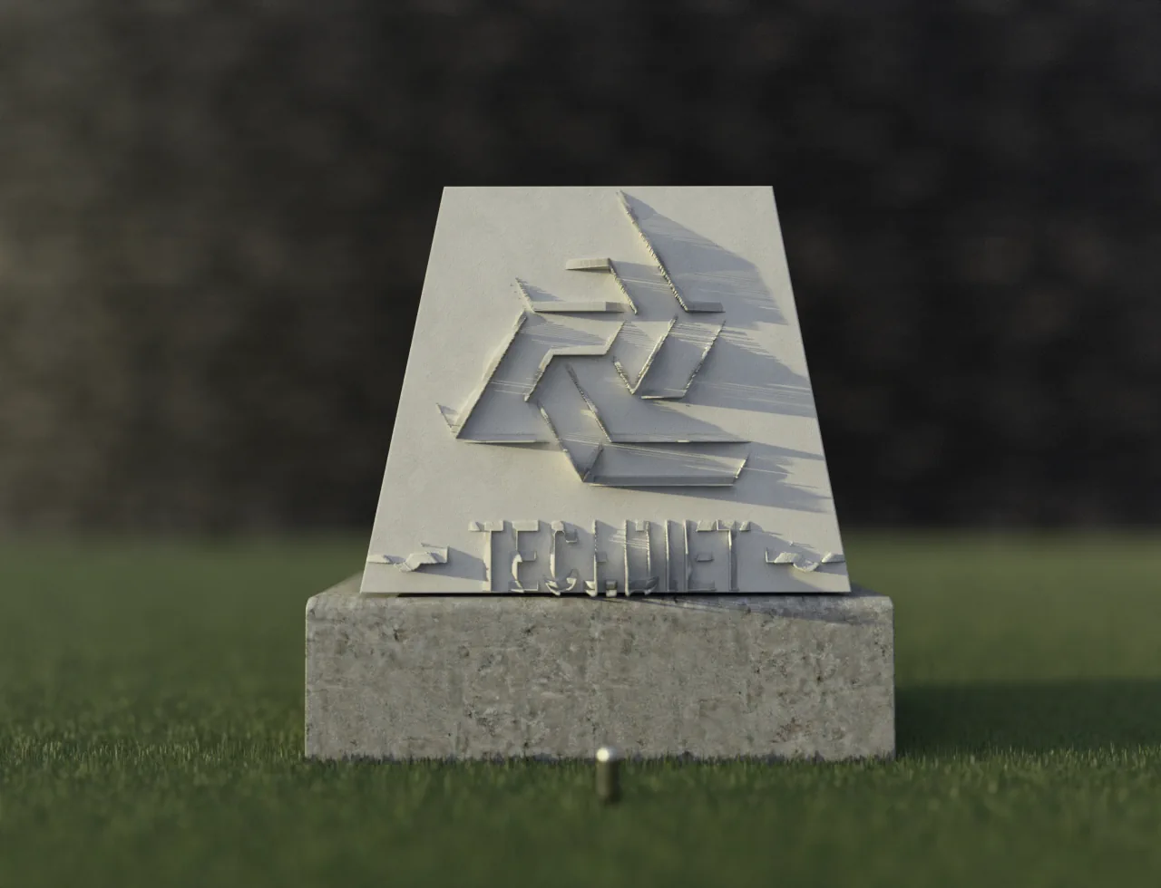 Logo stone under ambient daylight
