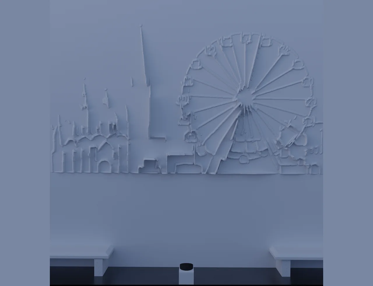 Relief panel under ambient daylight