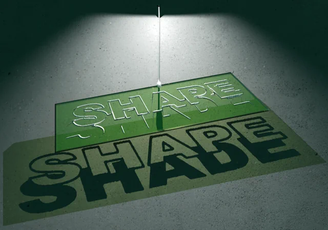 Projected shadow display through glass